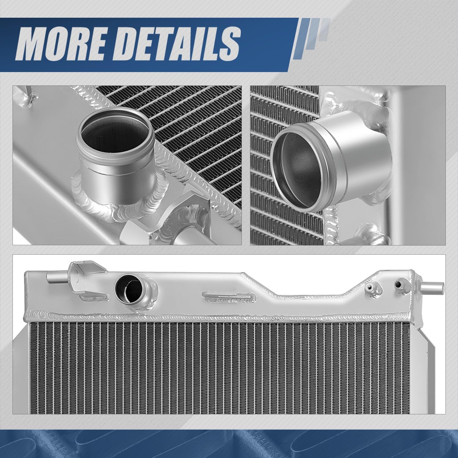 Auto Dynasty Radiator Compatible with 2005-2014 Ford Mustang MT, Full Aluminum 3-Row Radiator, 24-1/8" W X 19-7/16" H X 2" D, 1-1/2" Inlet/Outlet