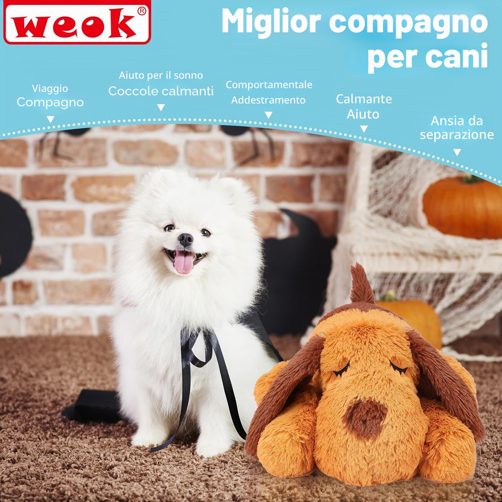 WEOK Giocattolo per cuccioli, battito cardiaco per cani, per alleviare l'ansia, per alleviare il battito cardiaco, per cani e gatti