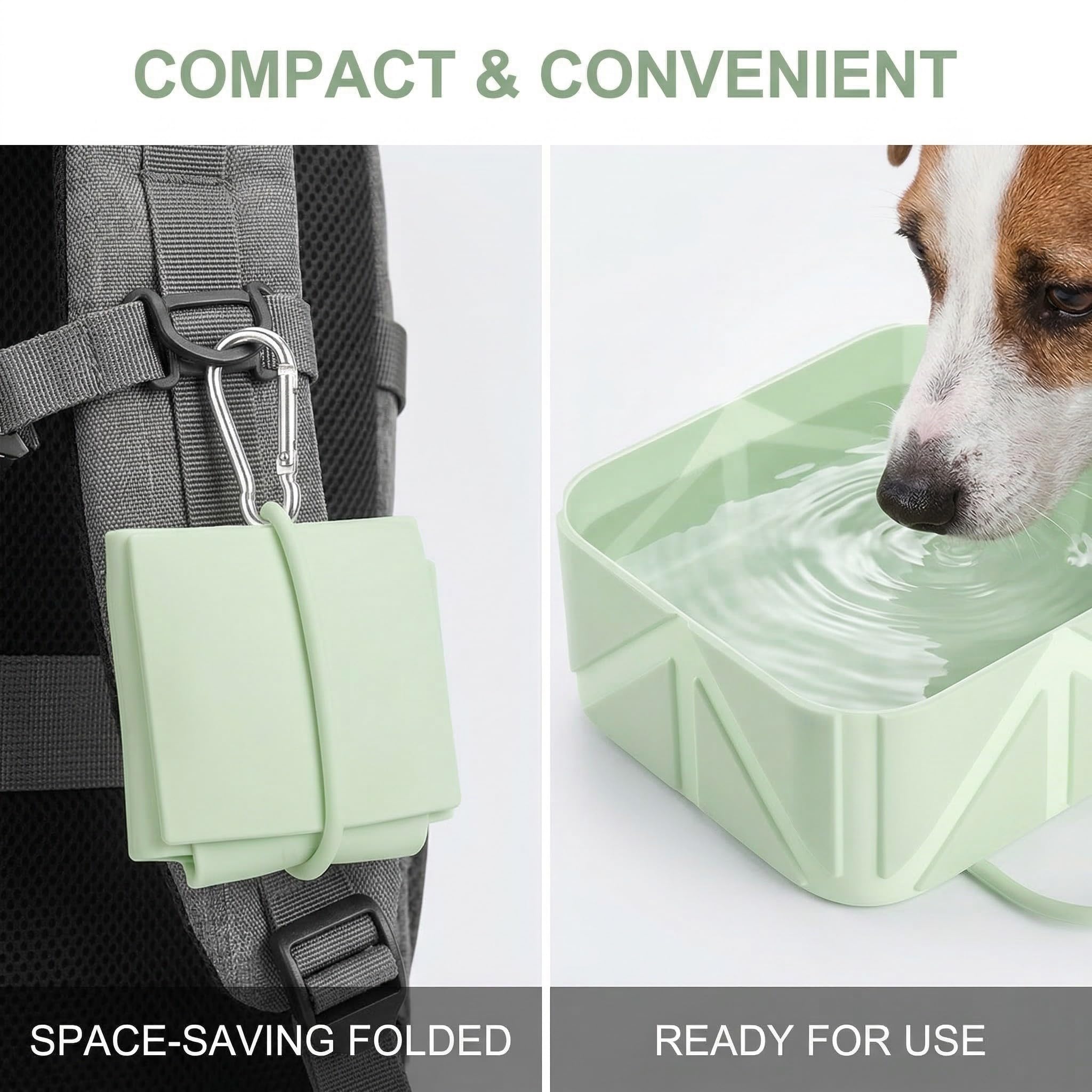 Cuenco plegable para mascotas para viajes y paseos para perros y gatos(verde)