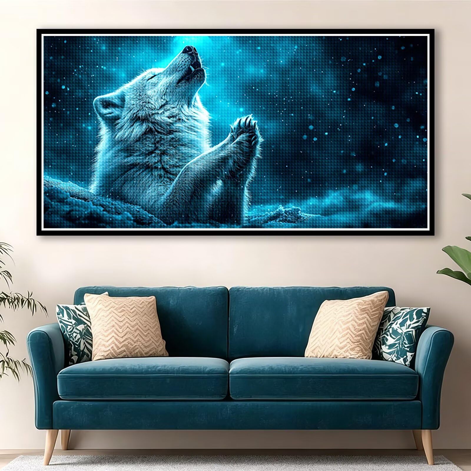 Diamond Painting Grande 120x60cm Lobo Diamond Painting Adultos, DIY Animal Pintura de Diamante Manualidades Adultos, 5D Cuadrado Rhinestone Bordado Punto de Cruz para Home Decoration Regalo 0J-415