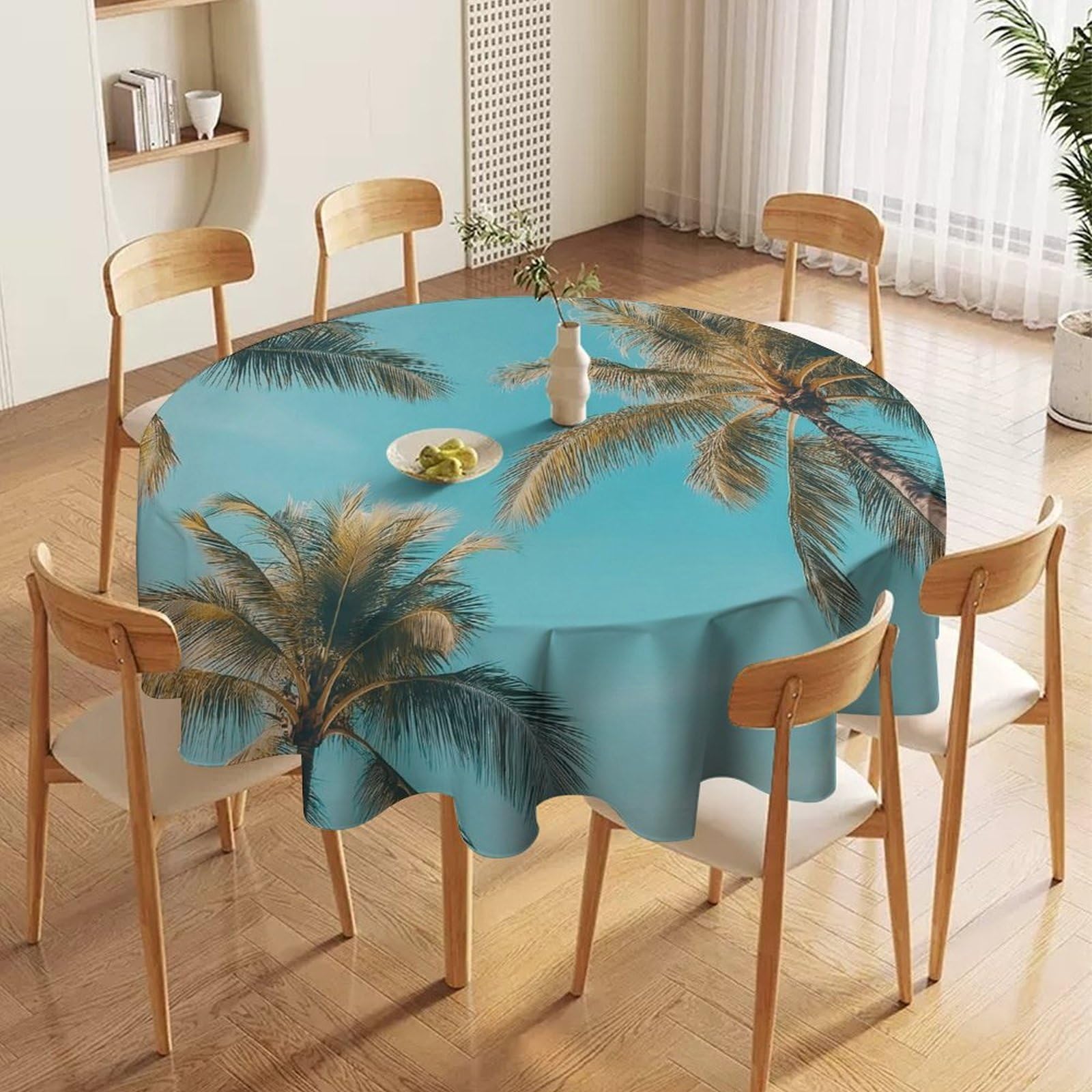 ORDOBO 3D Printed Tablecloth - Trees And Sky Fashion Table Protect Cover Waterproof Wipeable For Kitchen Dinner Garden Dining Home Decoration 152X152Cm