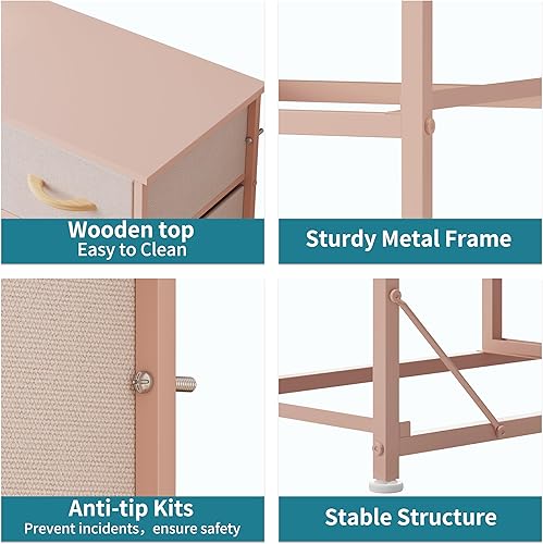 Miniatura 5 de LUMTOK - Cómoda de 10 cajones, cómodas de almacenamiento de tela para dormitorio, pasillo, habitación del bebé, armarios, marco de acero, parte 10