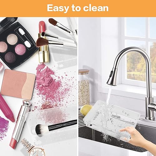 Miniatura 6 de Modern-Depo Juego de 16 organizadores de cajones transparentes de 5 tamaños, cajas divisoras de plástico para maquillaje, joyas, utensilios de