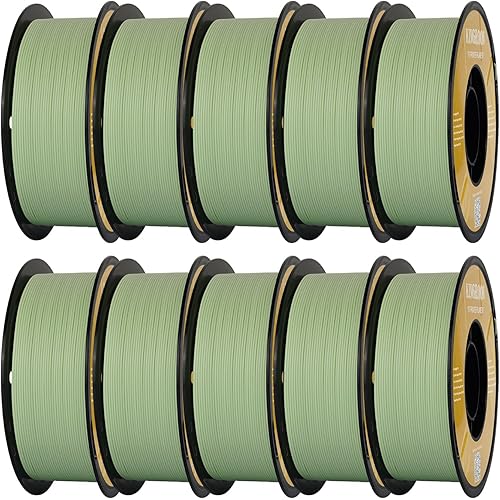 Kingroon Matte PLA Filament Bundle 1.75mm 3D Printer Filament Bundle, Tougher and Stronger, Matte Filament 10kg Dimensional Accuracy +/- 0.02 mm (10 Rolls Green)