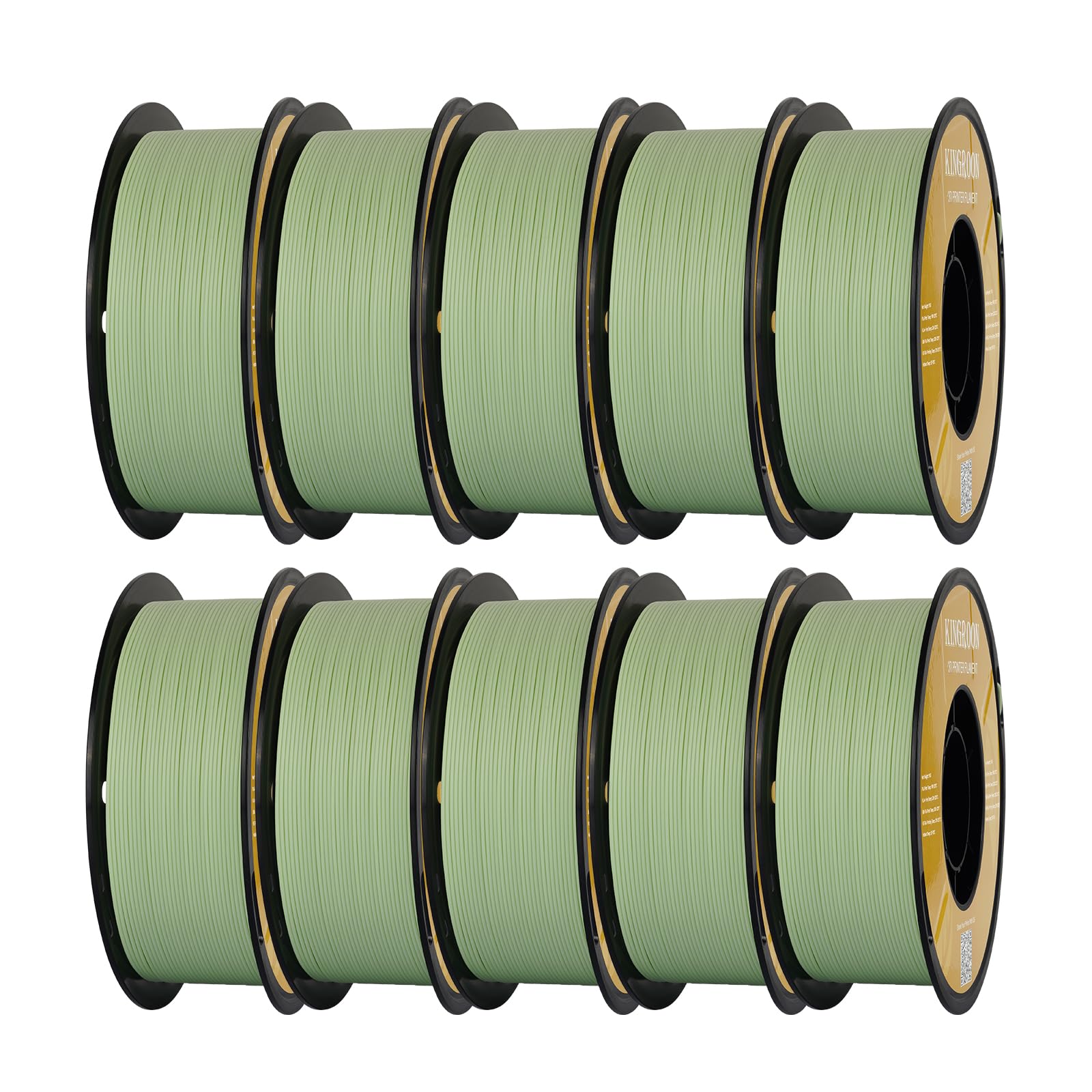 Kingroon Matte PLA Filament Bundle 1.75mm 3D Printer Filament Bundle, Tougher and Stronger, Matte Filament 10kg Dimensional Accuracy +/- 0.02 mm (10 Rolls Green)