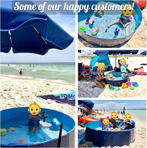 Miniatura 7 de KOPEKS Bañera para piscina al aire libre, portátil, plegable, ideal para mascotas, grande de 47 x 12 pulgadas, azul (piscina-azul-grande)