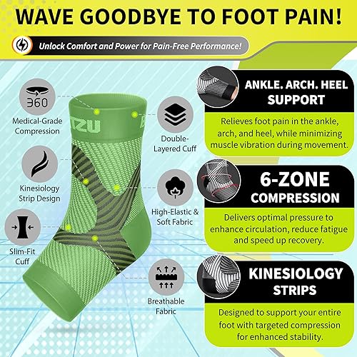 Miniatura 4 de BLITZU Compression Socks for Plantar Fasciitis, Achilles Tendonitis, Arthritis Relief, Ankle Brace Compression Sleeve with Foot Arch Support, Ankle