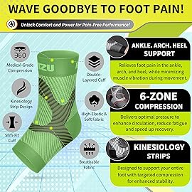 BLITZU Compression Socks for Plantar Fasciitis, Achilles Tendonitis, Arthritis Relief, Ankle Brace Compression Sleeve with Foot Arch Support, Ankle Wrap for Women, Men, Swelling & Heel Pain Green XXL