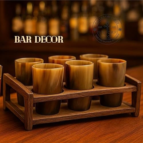 Miniatura 4 de Viking Drinking Horn Ale - Juego de 6 vasos de cerveza hechos a mano, medievales, auténticos, ceremoniales, con soporte de madera