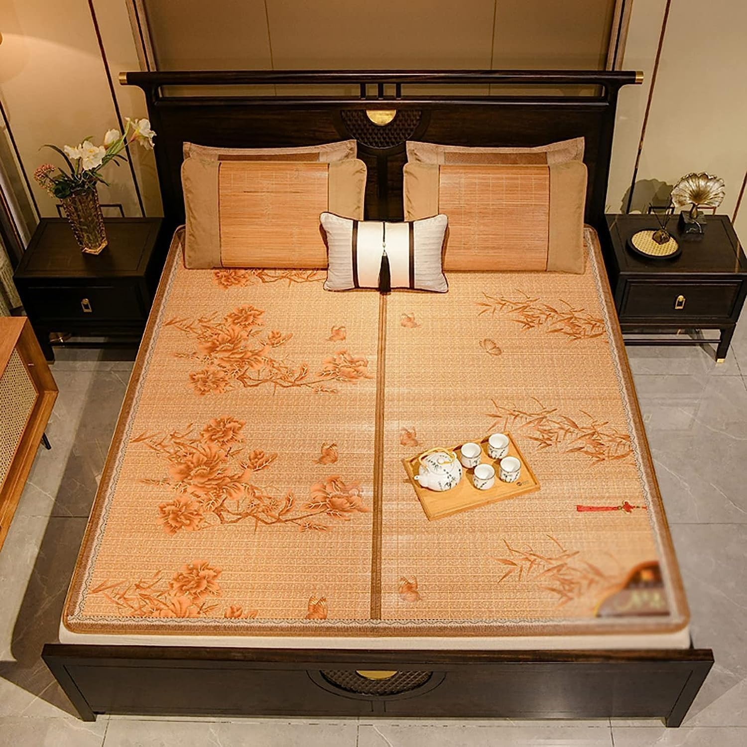 Foldable Bamboo Bed Mat, Breathable Cool Absorb Sweat Summer Sleeping Mat, Improve Sleep, Durable, for Home, School Dormitory, and Gifts.