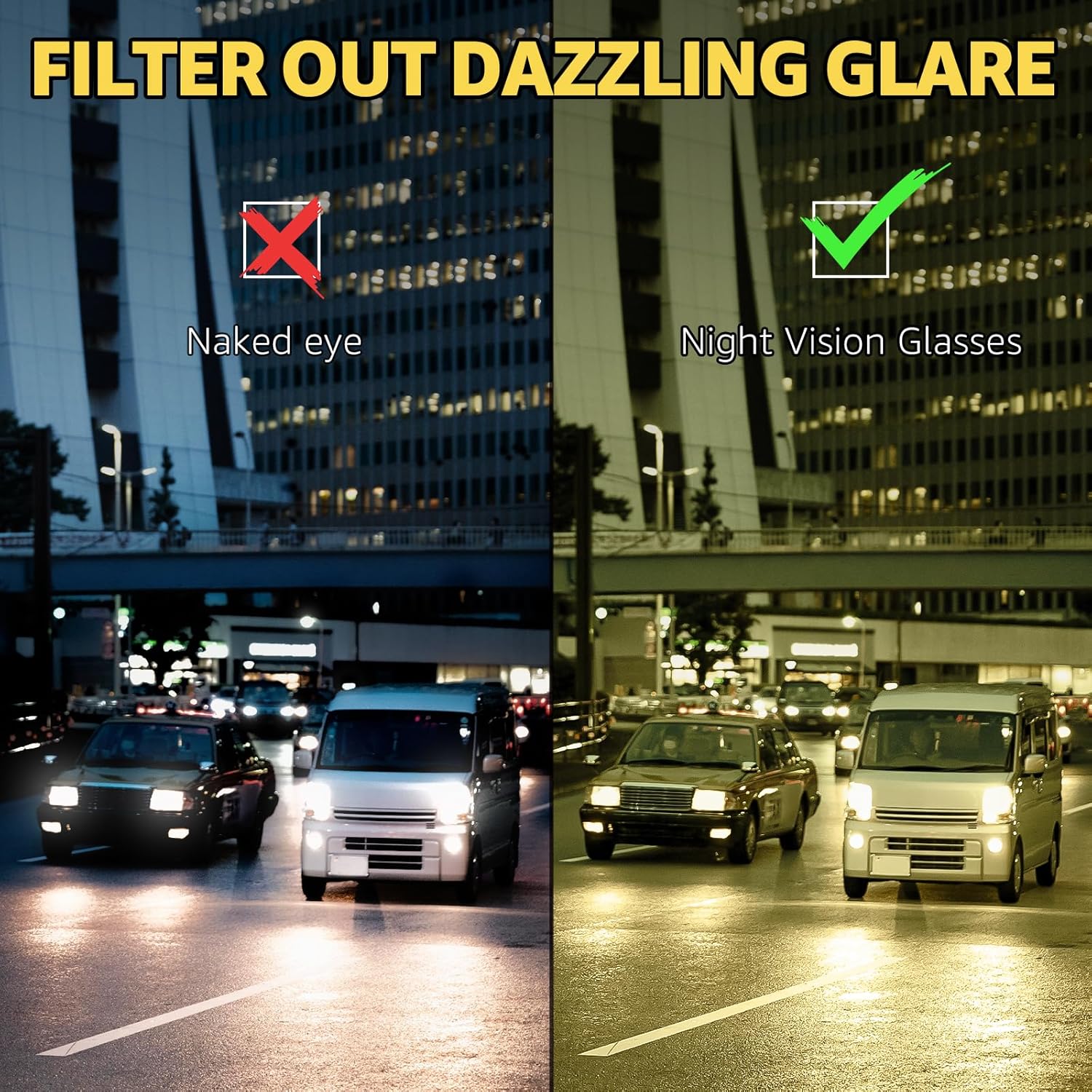 Myiaur Night Vision Glasses for Women Men, Polarized Nighttime Glasses for Driving with Yellow Lens Anti Glare (2 Pack) - Image 3