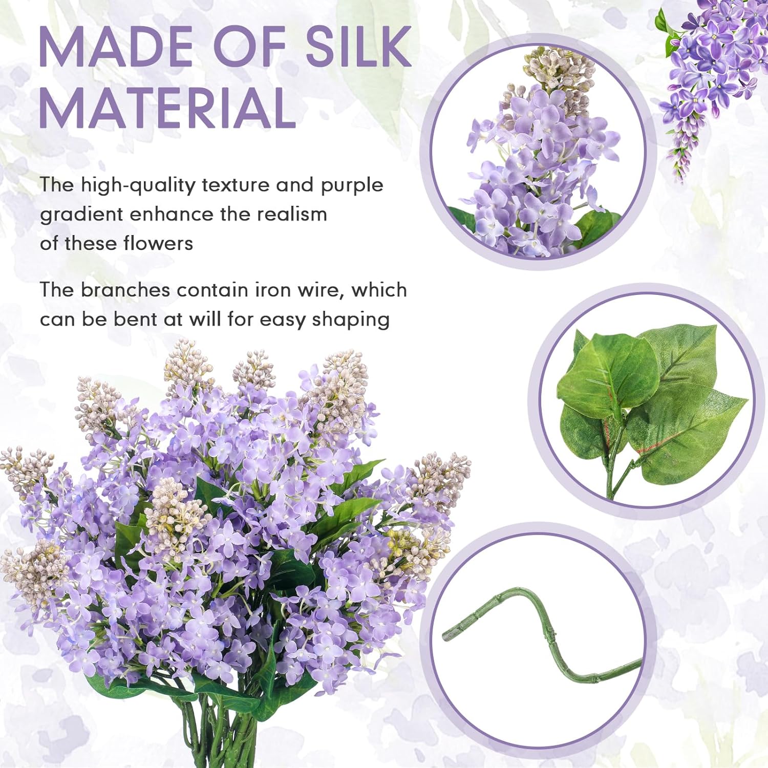 10 Pcs 24 Artificial Lilac Flowers Purple Fake Delphinium Antirrhinum Stem Real Touch Faux Purple Lilac Flower Arrangements for Vase Table Centerpieces Wedding Bouquet Home Decoration - Image 3