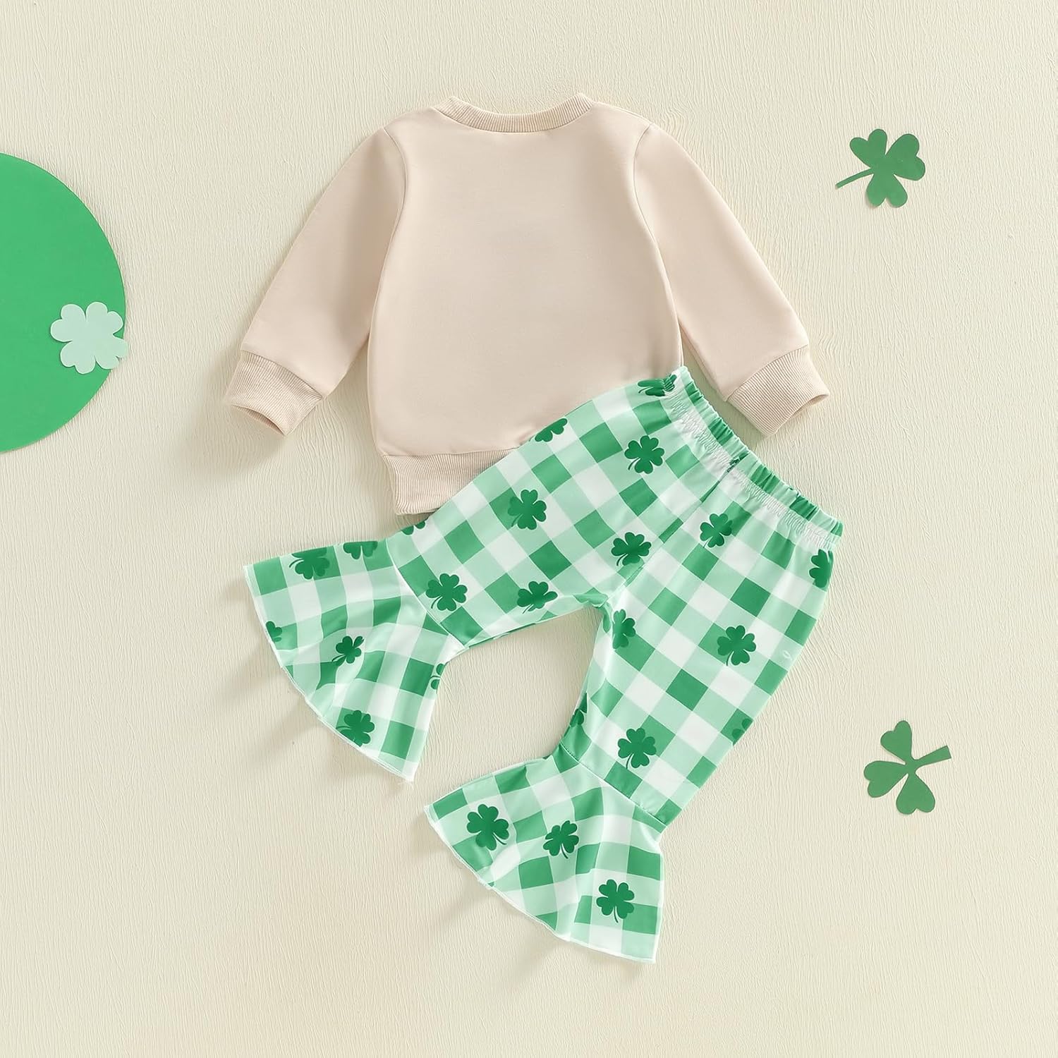 Toddler Baby Girl St Patricks Day Outfit Embroidery Long Sleeve Sweatshirt Top Flared Pants Set Cute Irish Clothes - Image 7