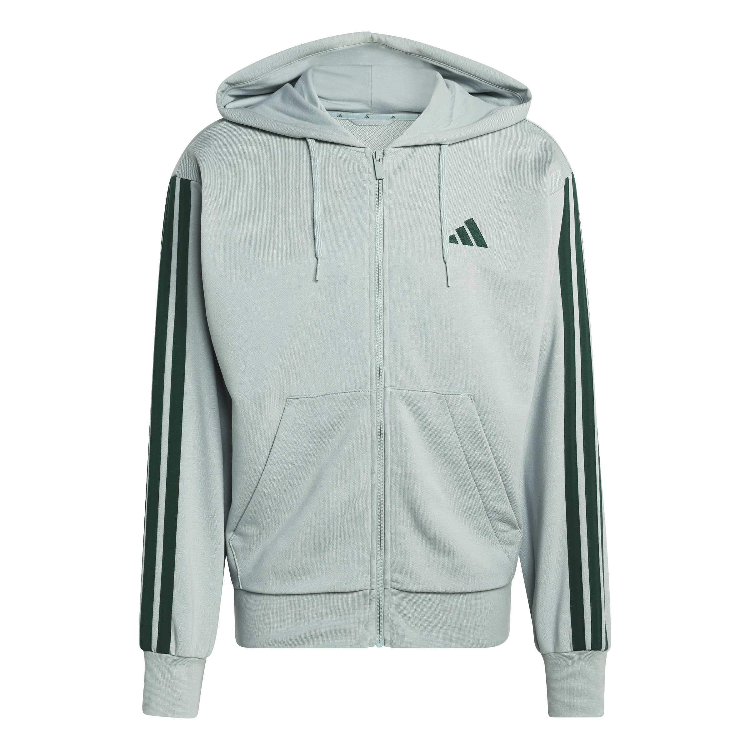 Adidas Homme Essential Three Stripes French Terry Fullzip Hoodie, Wonder Sage/Collegiate Green, S-image