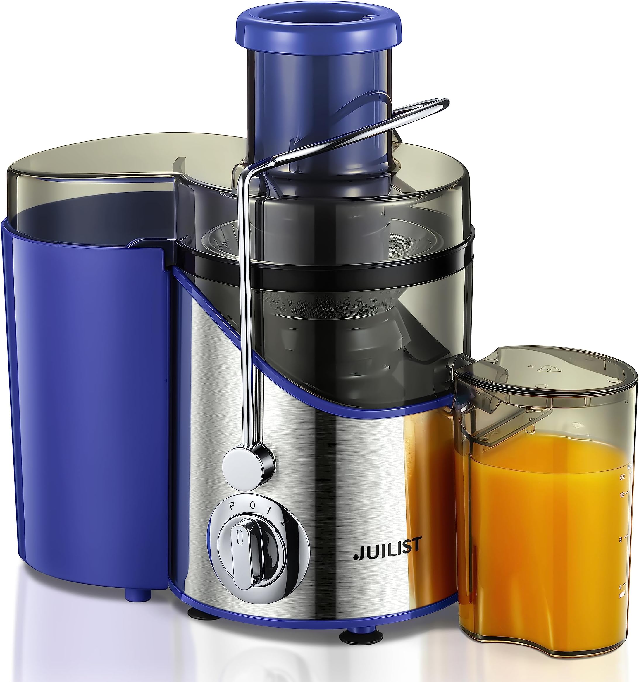 Juicer Machines, Centrifugal Juicers Whole Fruit and Vegetable with 3 Speed Setting, Big Mouth Large 65MM Feed Chute Juice Extractor Machine, Easy to Clean, Stainless Steel, BPA Free, (Blue)