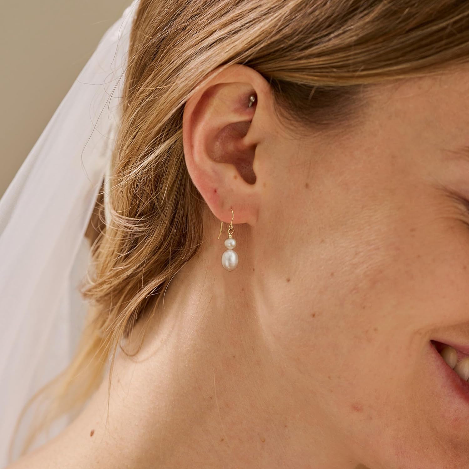 Pearl Earrings For Women, 14K Gold Plated Earring Simple Pearl Drop Earrings for Women Trendy Wedding Jewelry - Image 3