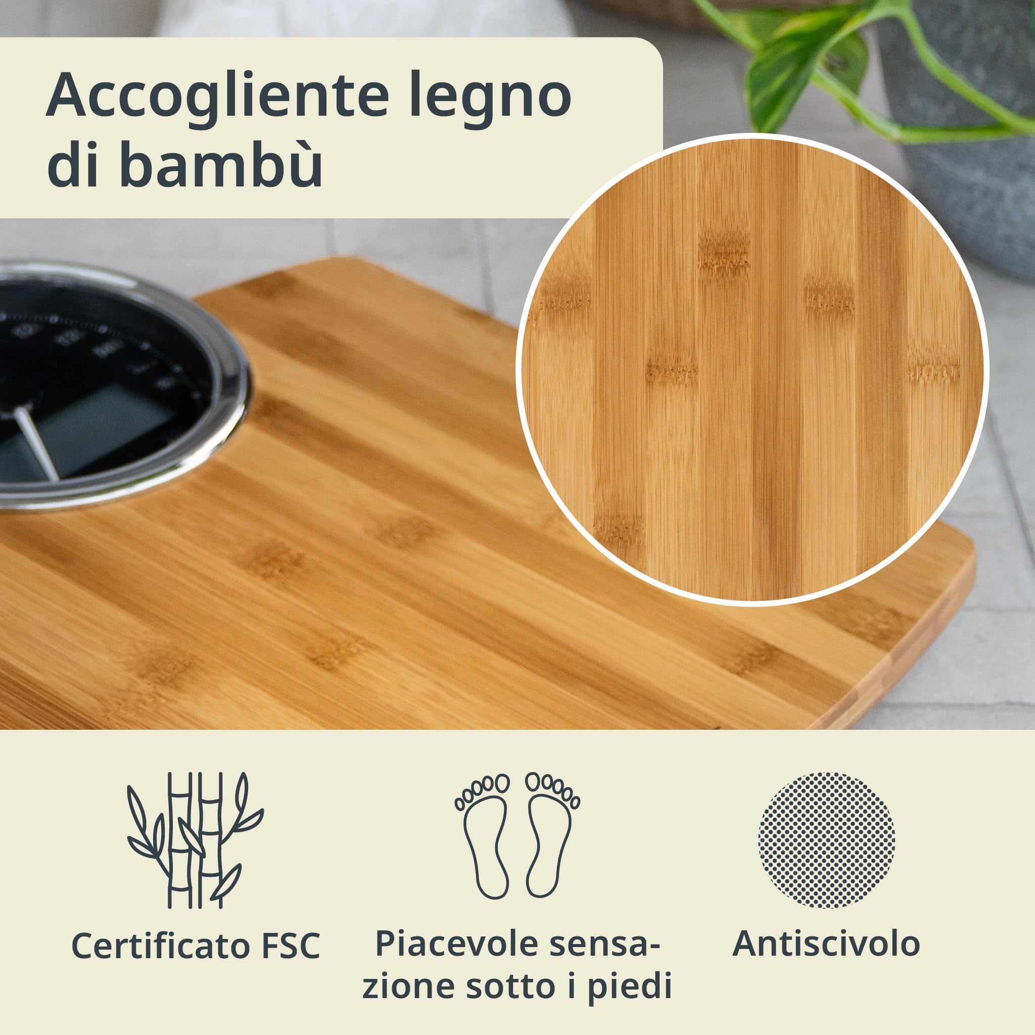 ADE Bilancia pesapersone digitale con display analogico | grande display | risultati molto precisi fino a 180 kg | superficie di pesatura in vero legno di bambù