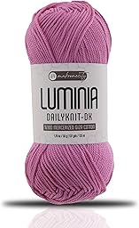 Makromecity Luminia Mercerized Giza Cotton Yarn, Lightweight #3 DK Yarn for Knitting & Crochet, 50g/137yd, Soft Silky Shine Perfect for Summer Garments, Tops & Baby Projects (Sugar Pink, 1 Skein)