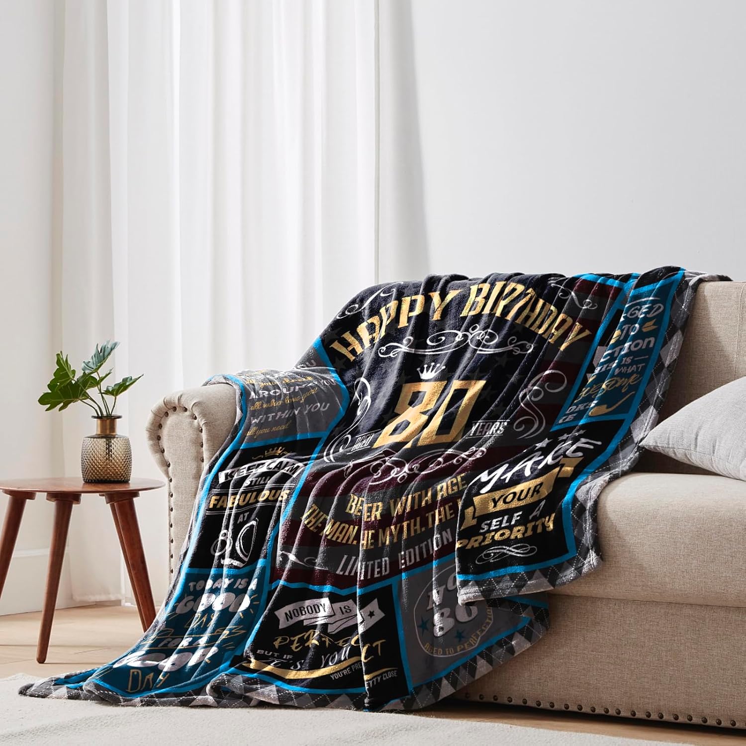 80th Birthday Gifts for Men Throw Blanket 60"x50", 80 Year Old Birthday Gifts for Men, Best Gift for 80 Year Old Man, 1946 Bday Gift for Man, Bday Presents for 80 Yr Old Male - Image 2
