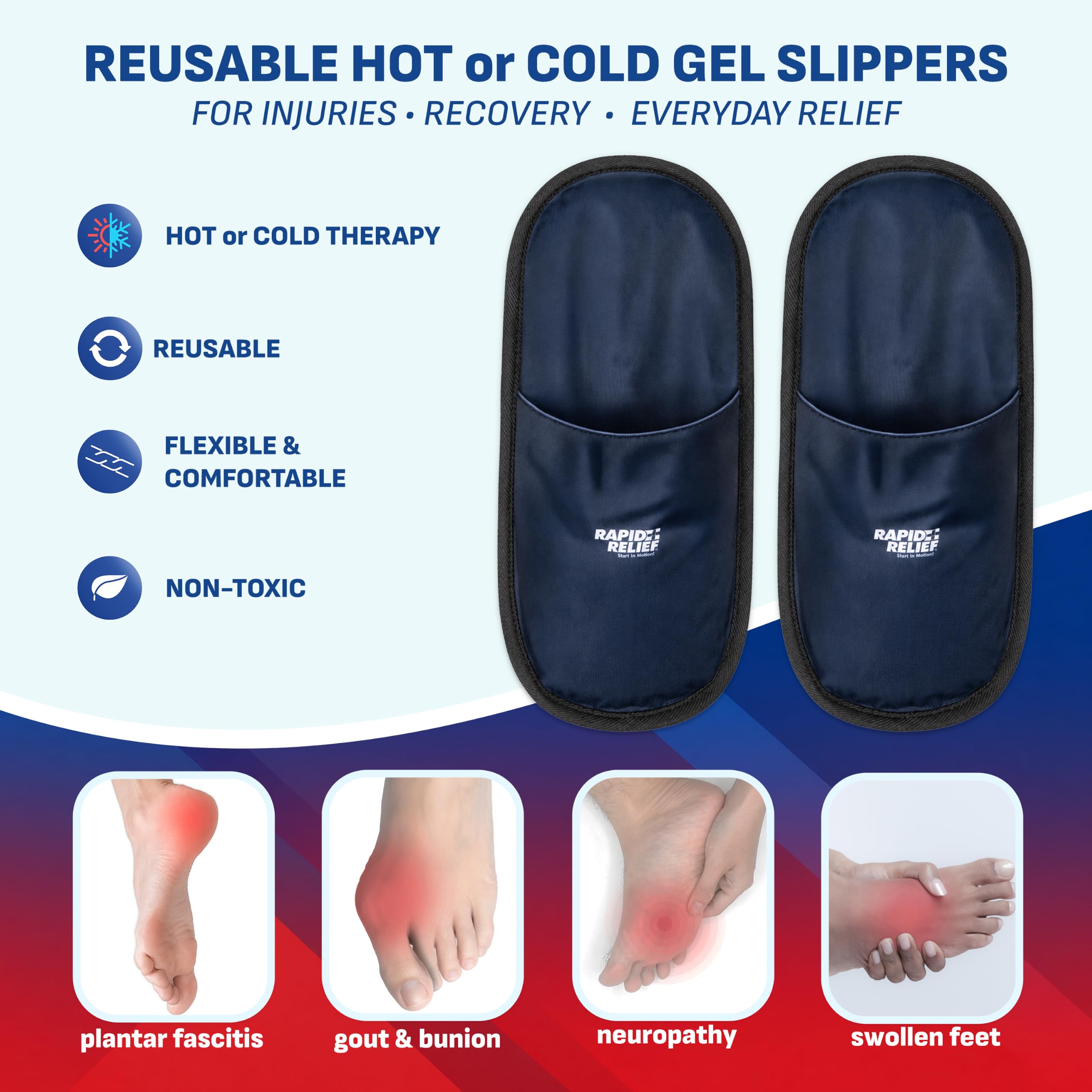Rapid Relief Foot Ice Pack Slippers, 1 Pair for Feet & Toe Pain Relief — Amazon image 2