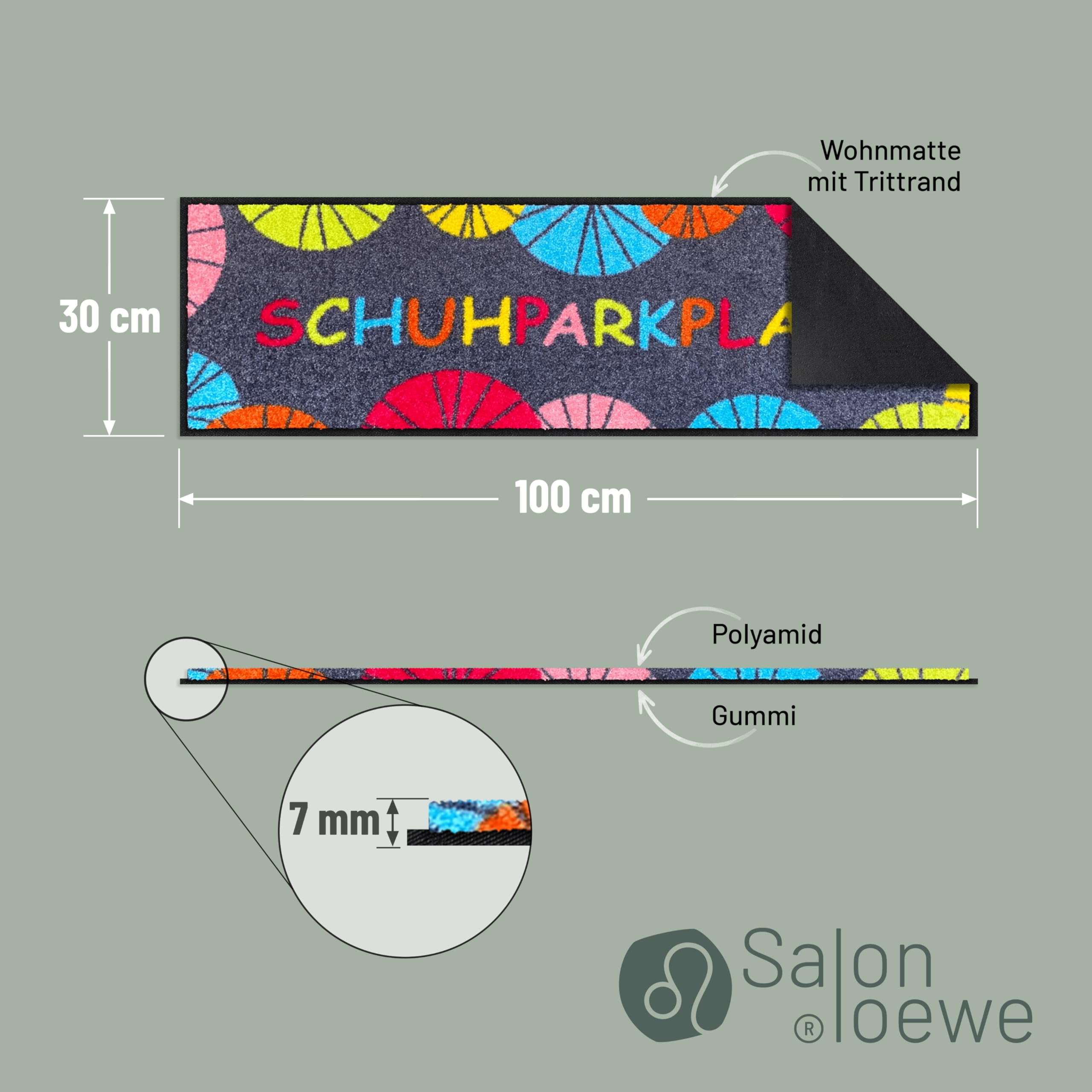 Salonloewe Minimatte Schuhparkplatz Umbrella I Schmutzfangmatte & Fußabtreter für Innen 30 x 100 cm