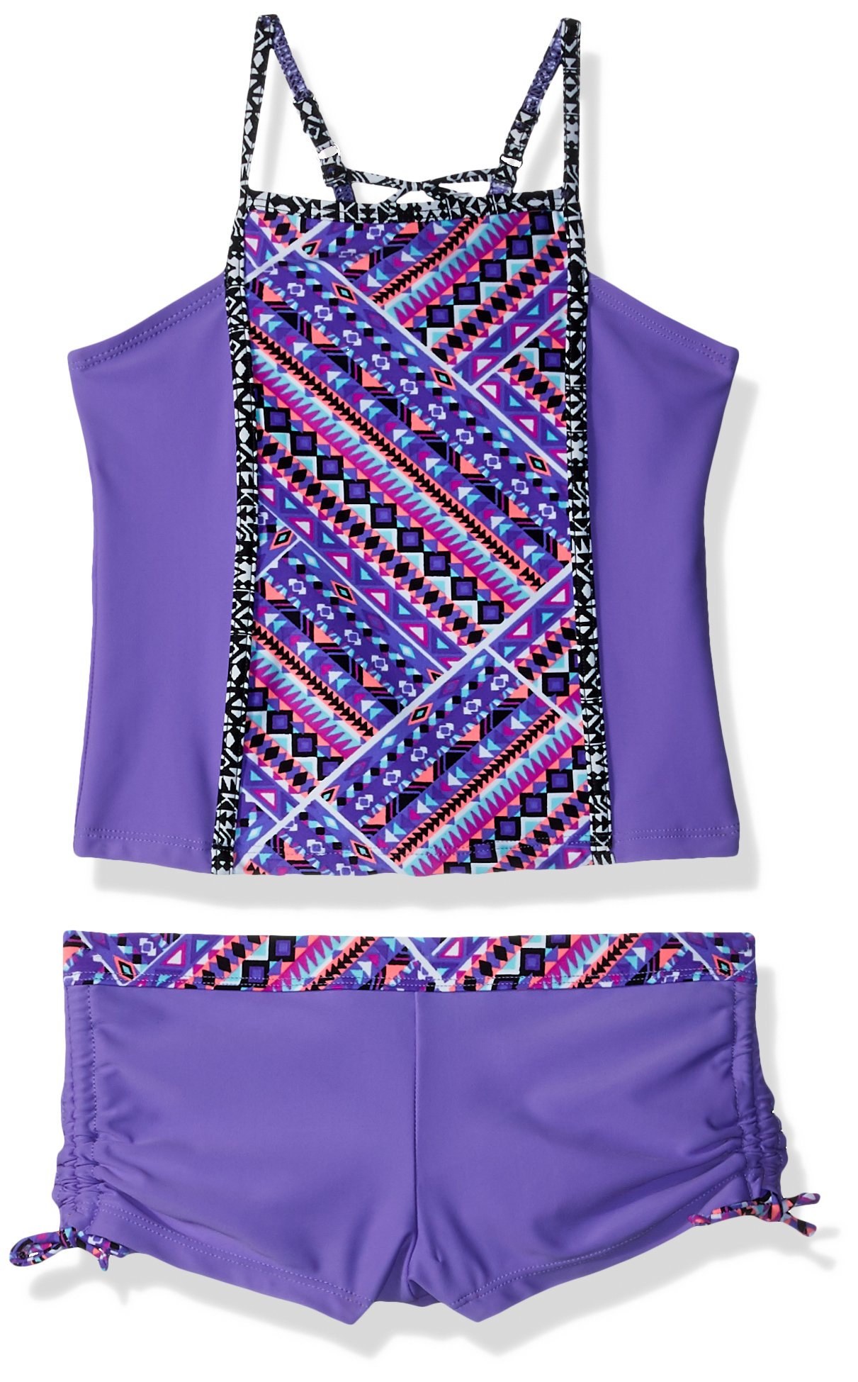 Free Country Girls' Square High Neck Tankini Set, Ultraviolet, 8