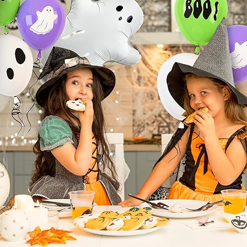 Miniatura 16 de HOUSE OF PARTY Juego de globos de fantasma de Halloween, globos de aluminio de 20 pulgadas para decoraciones de fiesta de feliz día de abucheo