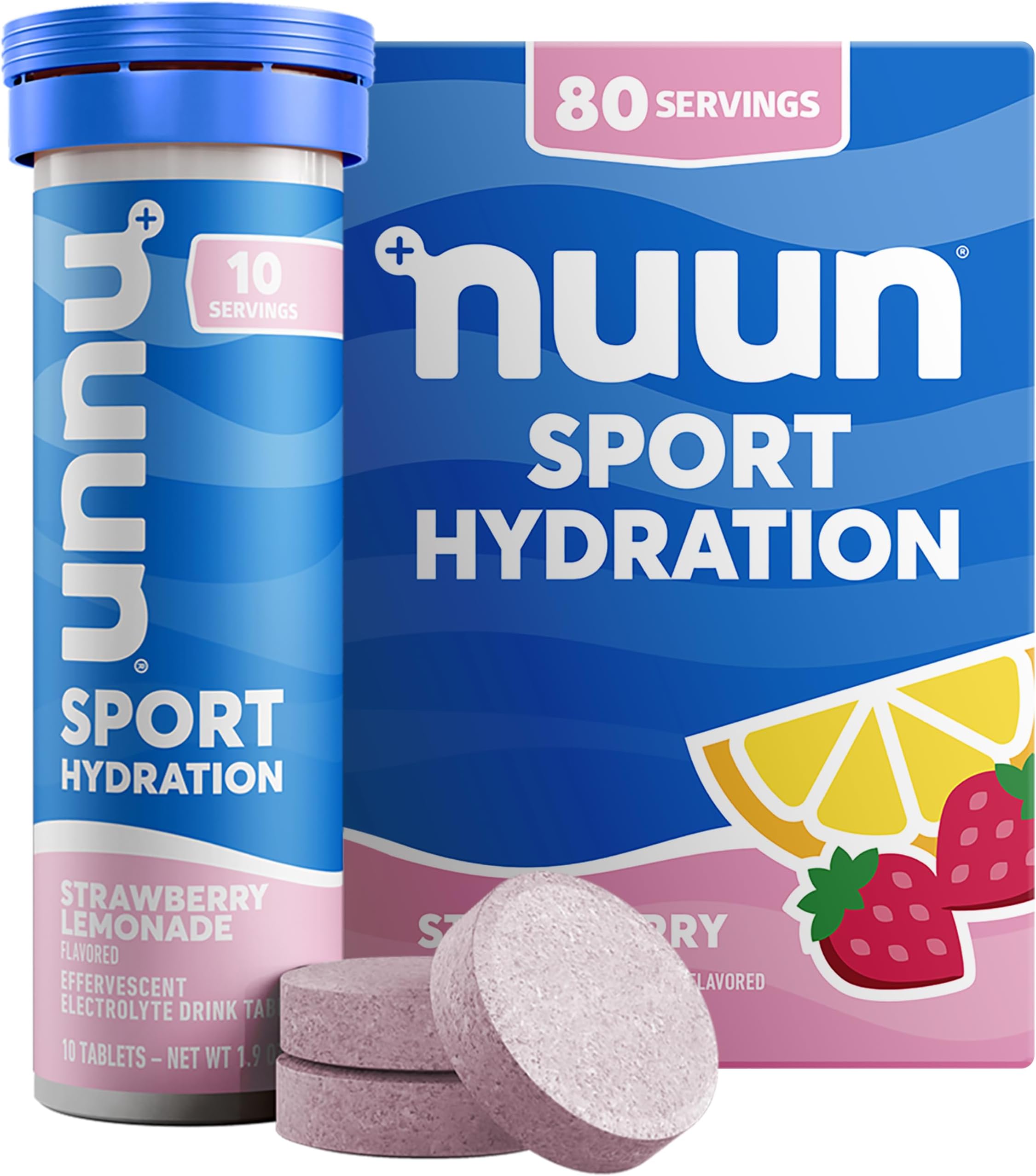 Nuun Active Hydration, Electrolyte Enhanced Drink Tablets, Strawberry Lemonade (8 Tubes/12 Tabs Per Tube) by Nuun Active Hydration