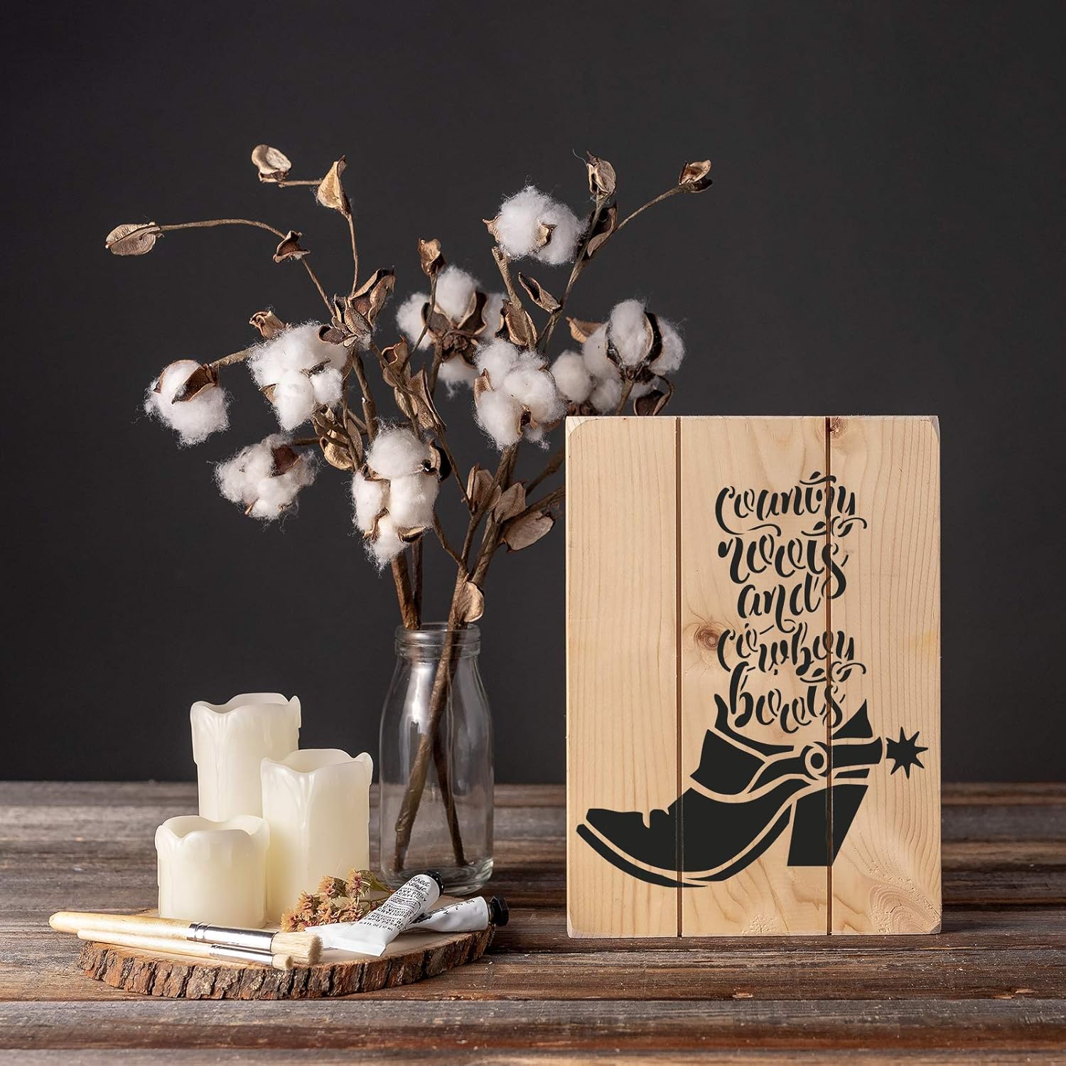 Country Roots Stencil - Shabby Chic Stencil, Easy-to-Use for Stylish DIY Decor Projects, Country Road