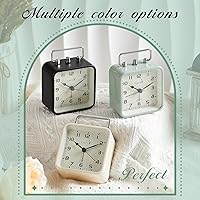 Vista 3 de Reloj despertador cuadrado de metal, silencioso, sin tictac, funciona con pilas, luz nocturna y reloj de escritorio para dormitorio, viajes, niños