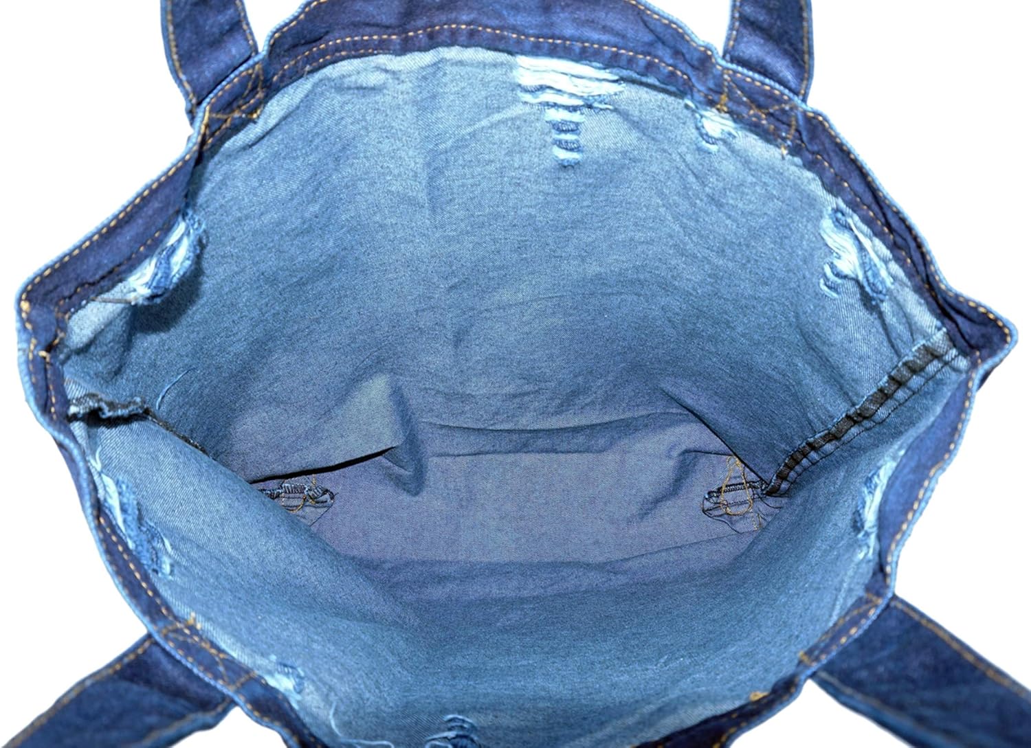 YunZh Reusable Grocery Bags Denim Tote Bag Casual Style Lightweight Classic Retro Travel Shopper Shoulder Handbag - Image 4