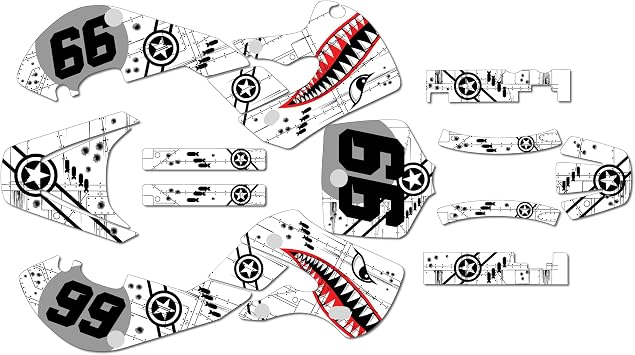 Graphics Kit for Suzuki RM65 2000-2006 Predator Series White 21 Mil - Pro Edition - Dirt Pit Bike Motorcycle Stickers, Dirtbike Racing Automotive Decal Motocross Accessories no-Plastics