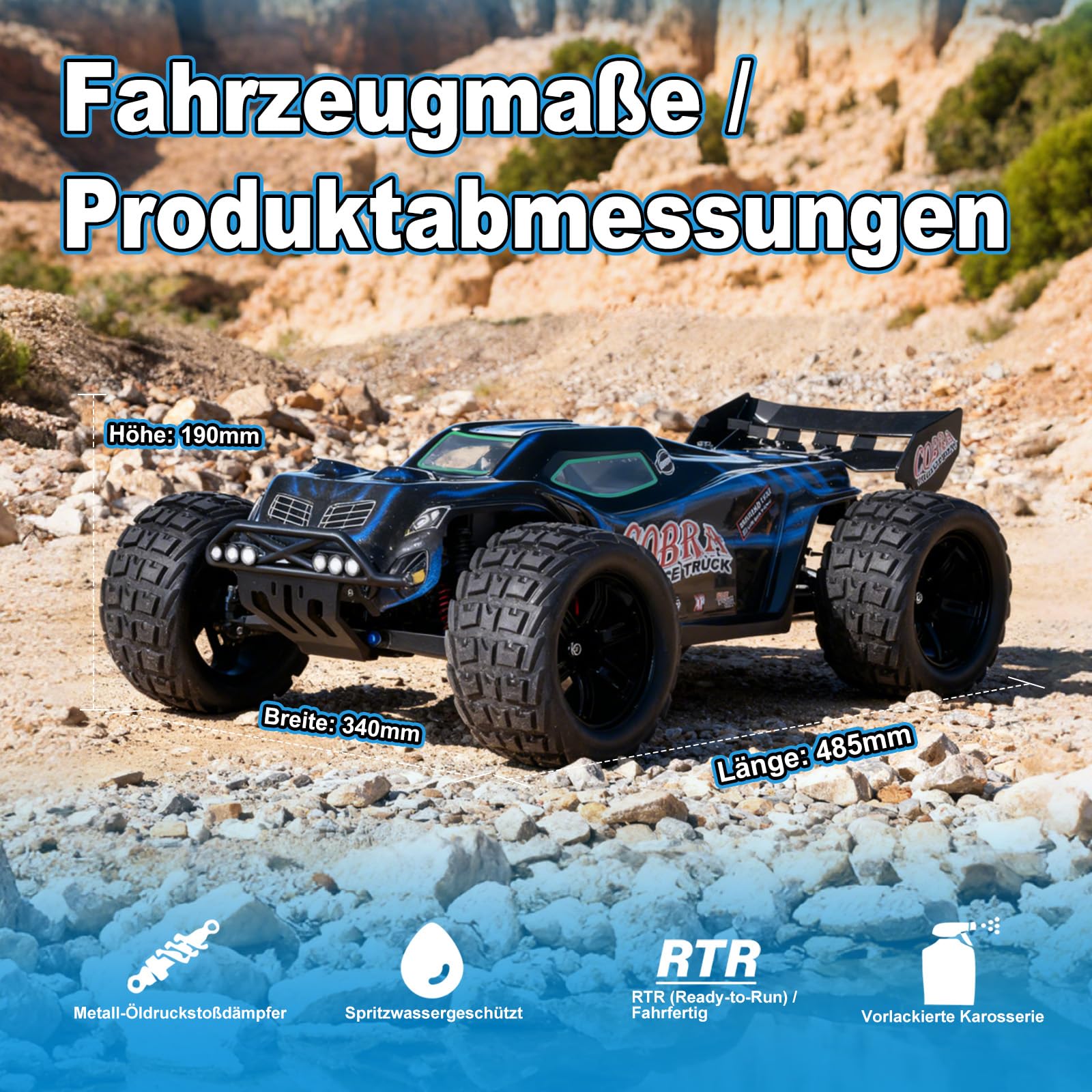 Mini voitures RC haute vitesse 1/8 pour adultes, Truggy électrique tout-terrain 4WD avec batterie LiPo 3S 5000 mAh et moteur sans balais 3660, camion RTR RC avec lumières LED pour tout