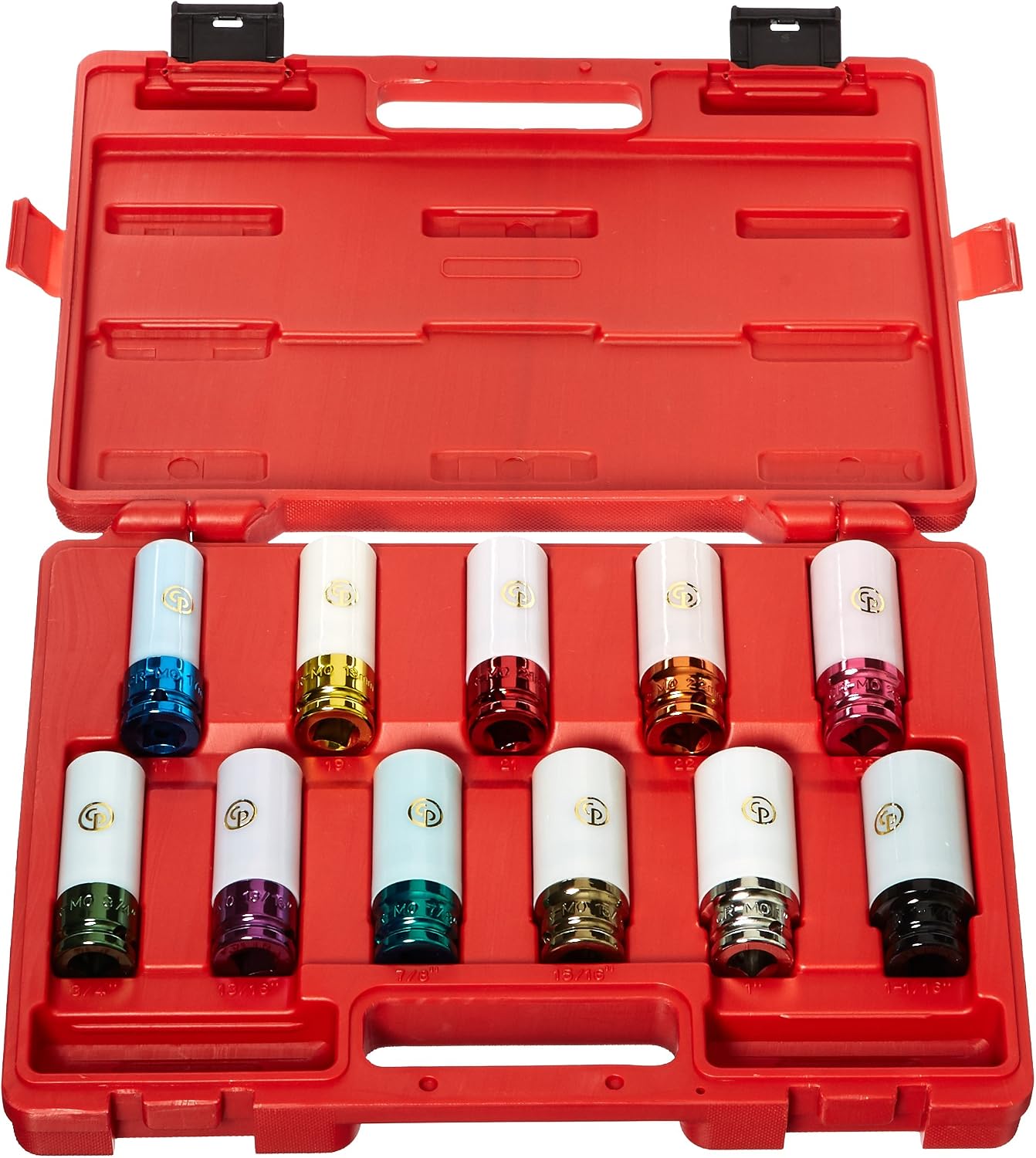 Chicago Pneumatic SS4211WP Metric and SAE Wheel Nut Protector Impact Socket Set, 1/2-Inch Drive (11-Piece)