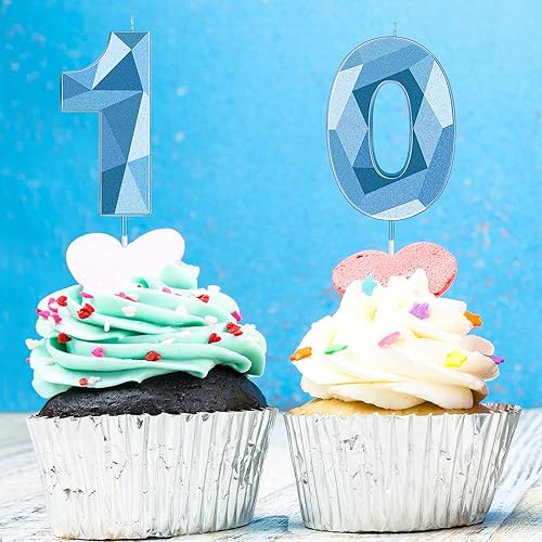 Miniatura 79 de Nuanchu Velas de cumpleaños número 21 y 12 con forma de diamante 3D, velas numéricas de feliz cumpleaños 21 para decoración de boda, fiesta Dorado