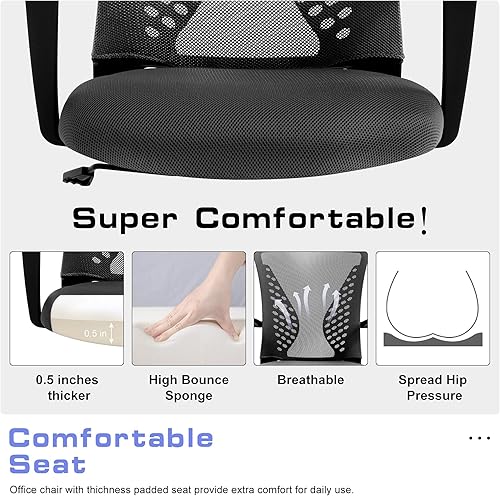 Miniatura 3 de Silla ergonómica de oficina para computadora, silla de escritorio de malla, silla giratoria con respaldo medio y apoyabrazos, silla de juegos de