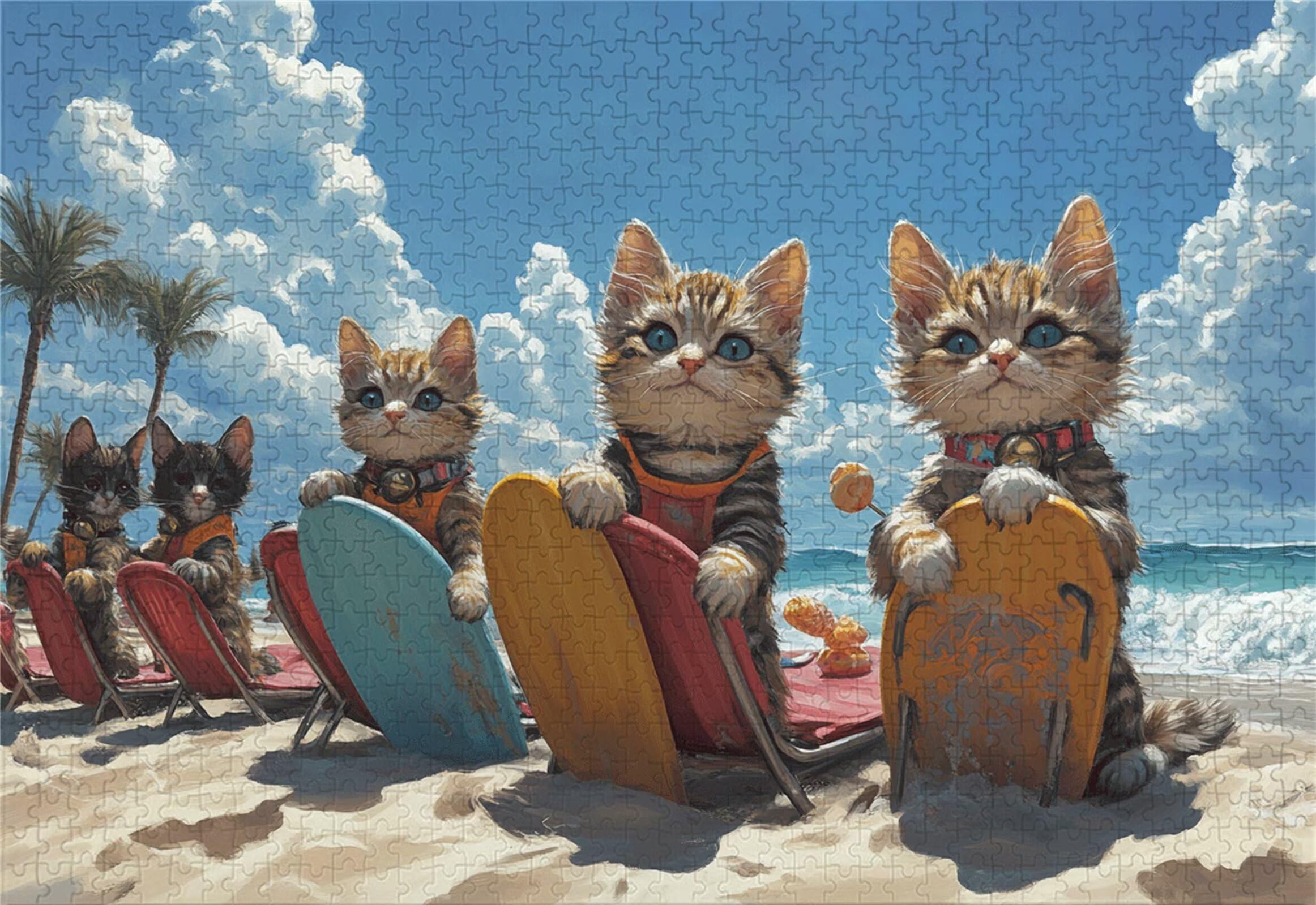 Nadmorskie Puzzle 1500 sztuk Dorośli Kot Klasyczne puzzle Panorama Trudno Niemożliwe Ogromna układanka Gra edukacyjna Wyzwanie Zabawka dla dzieci i dorosłych od 14 lat Prezent Mężczyzna Kobieta P-889