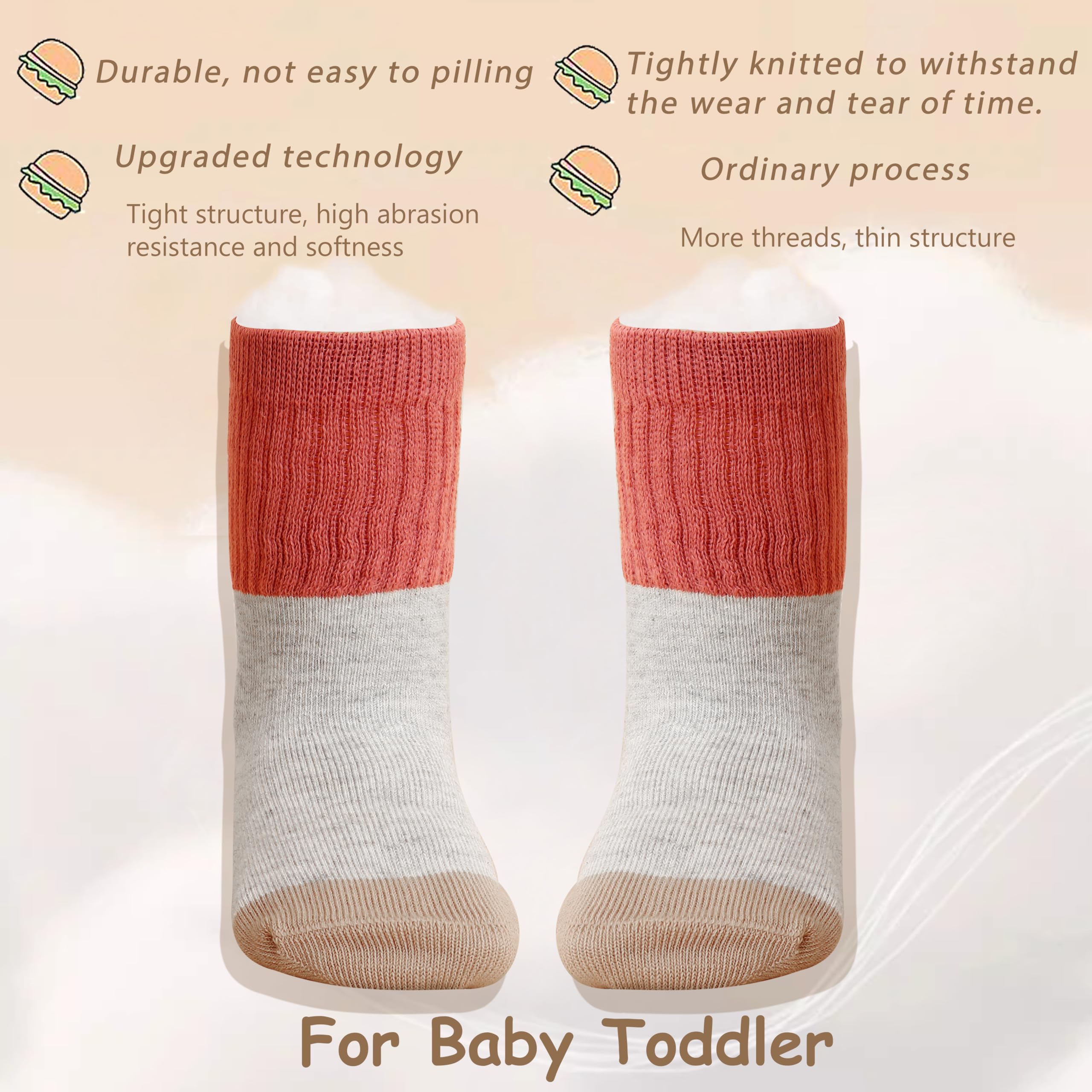 TTIZZY unisex-baby socken - gekämmte baumwolle crew socken
