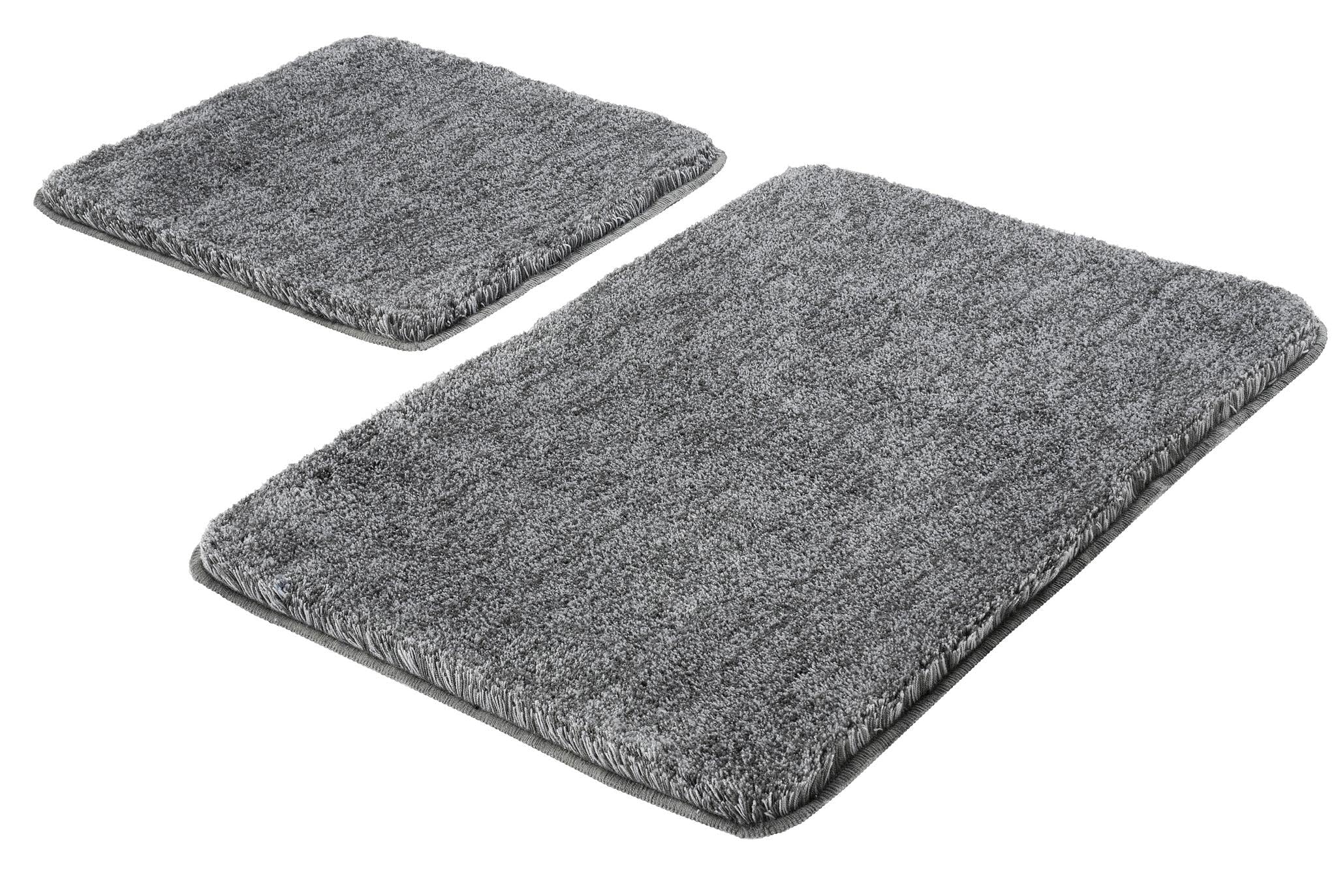 Kleine Wolke Badteppich-Set Relax Anthrazit 2-teilig 50x50cm und 55x85cm | OEKO-TEX zertifiziert, rutschhemmende Unterseite, für Fußbodenheizung, maschinenwaschbar, 100% Polyacryl