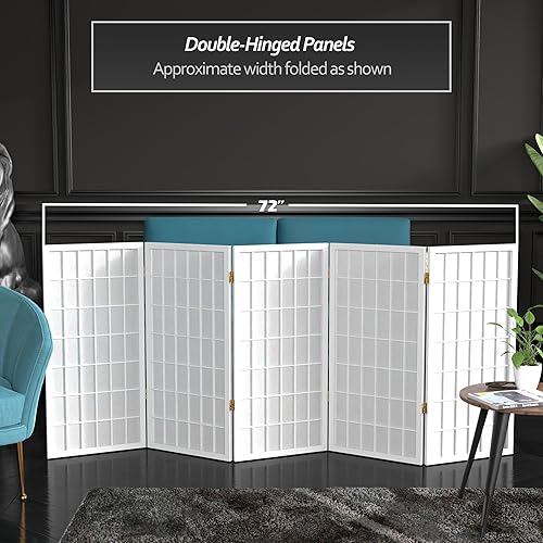 Miniatura 3 de Biombo portátil simple de 3 pies Biombo Shoji para dividir una cuarto, clásico diseño japonés, 4 tamaños y 6 colores, Madera, Blanco Negro