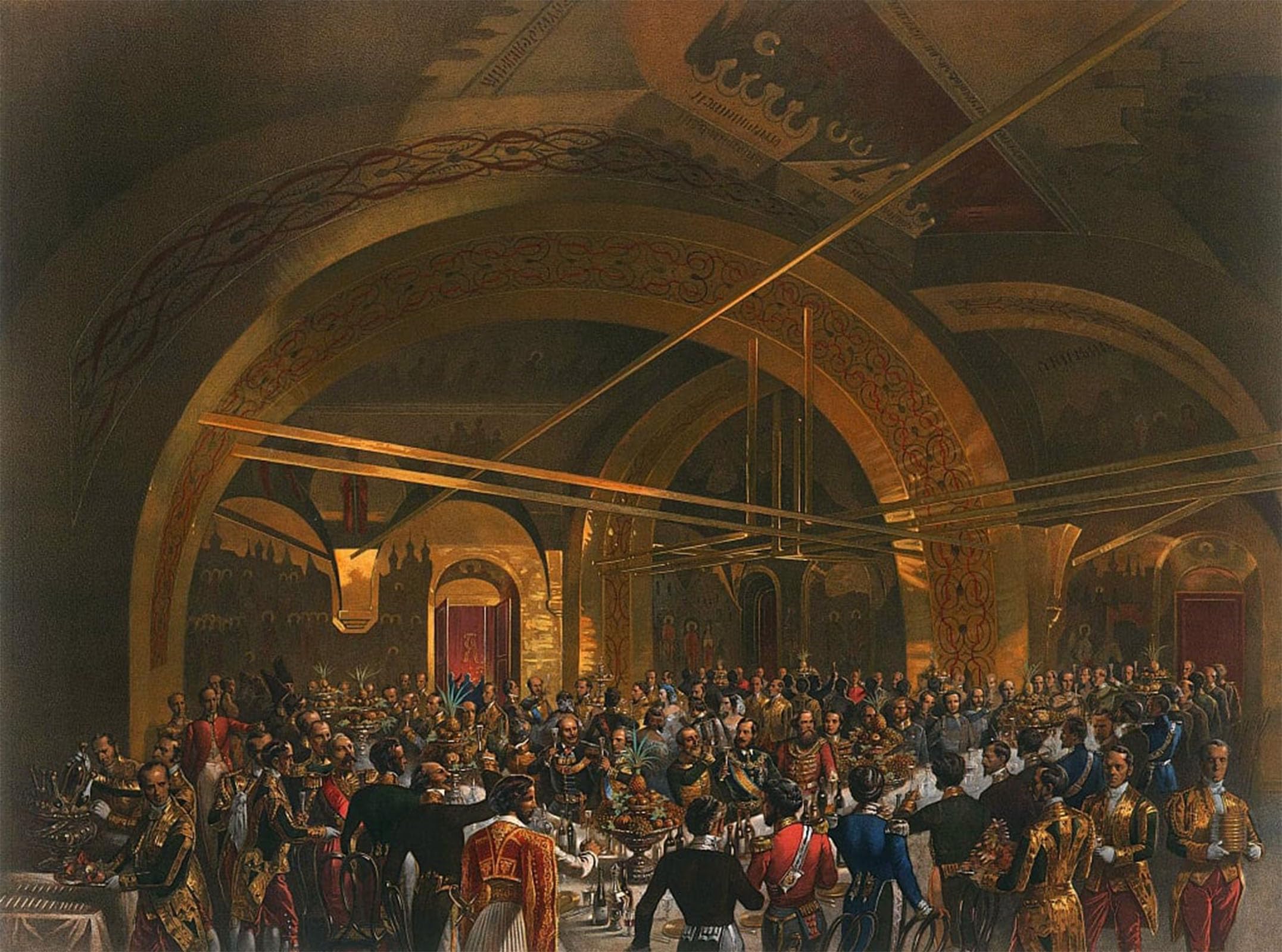 SERENDIPITP Retro Picture Poster Wall Art Pictures Painting Coronation Banquet for the Envoys in the Golden Hall of the Great Kremlin Palaceese by Mihaly Von Zichy for Wall Decor 60x90cm
