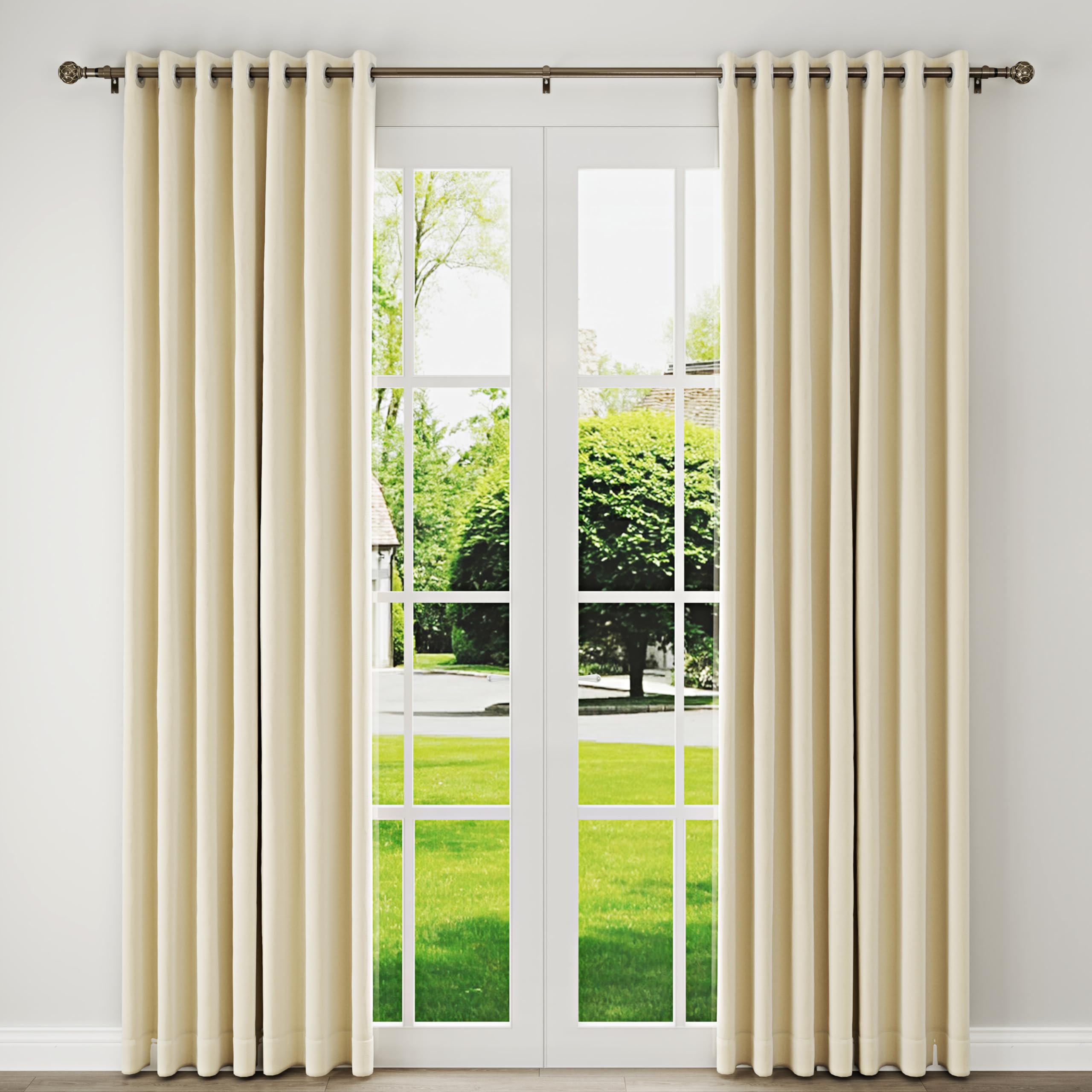 Gcurtain - Juego De Barrales De Cortina Decorativos Para Ventana Con Diseño De Torre Eiffel D20, Longitud Fija, Fácil De Instalar, Resistente, Acabado De Níquel Cepillado (1-3.55 M