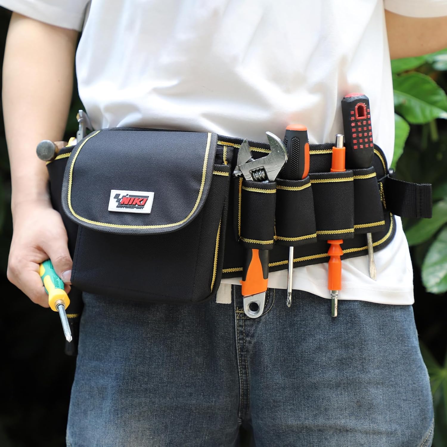 Tool Belt,600D Water-draining Oxford Cloth Tool Belts for Men,Electrician Tool Belt Widely Applied to Repairmen,Electrician,Carpenter,Construction (7 pocket)