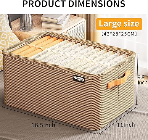 Miniatura 3 de Paquete de 4 cestas de almacenamiento grandes para estantes con marcos de metal, organizadores de armario de tela y contenedores de almacenamiento