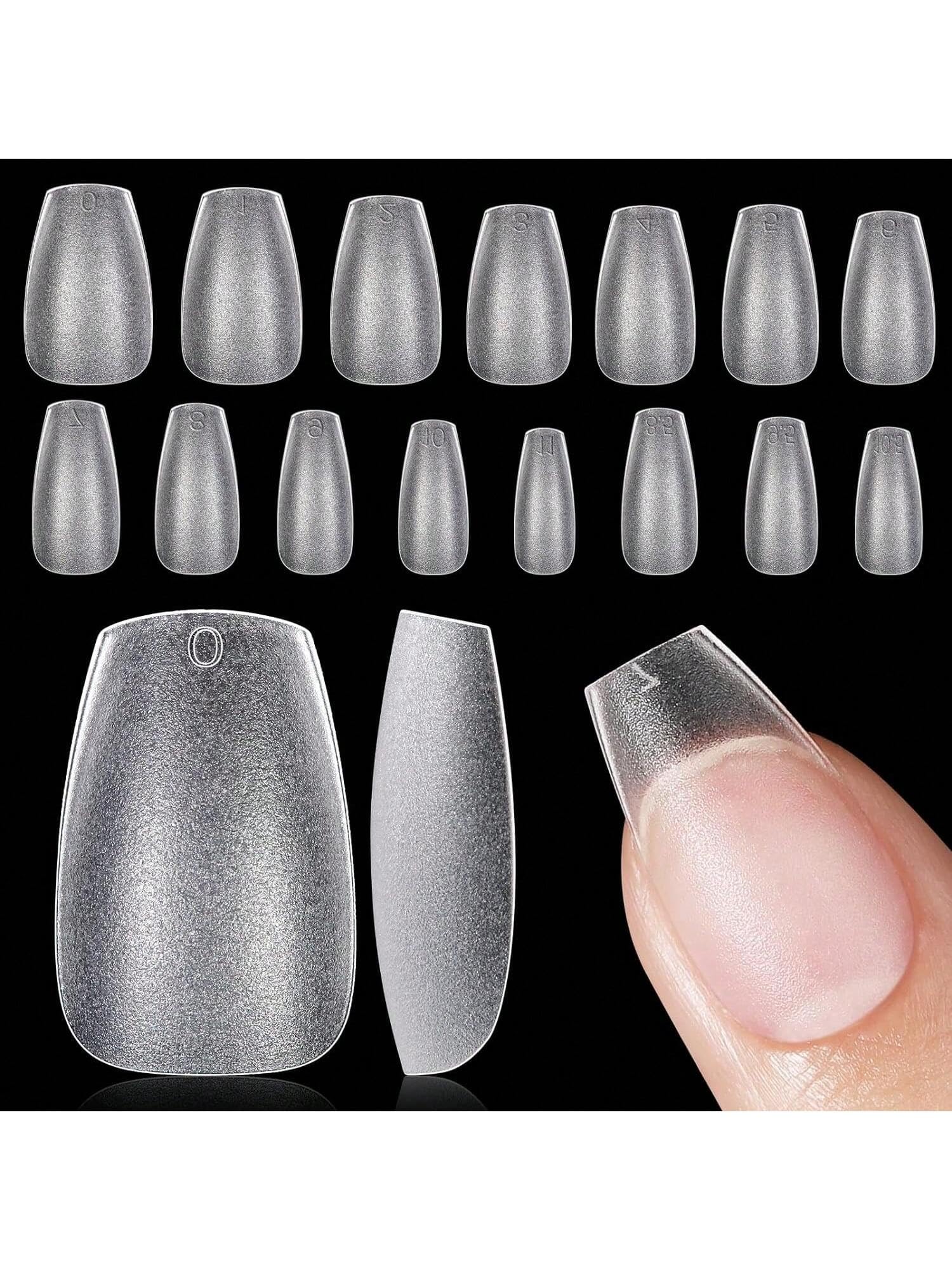 French Gel Nail Tips - 240PCS Nude Short Coffin Nails, Multi-Coat Tips, Premade Tip Primer & Base Coat, No Filing Needed for Nail Art DIY