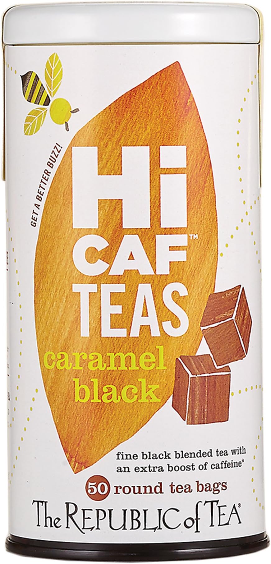 HiCAF Caramel Black Tea, 50 Tea Bags, High in Caffeine
