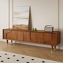 71" Mid Century Modern TV Stand, Full Assembly Walnut Entertainment Center