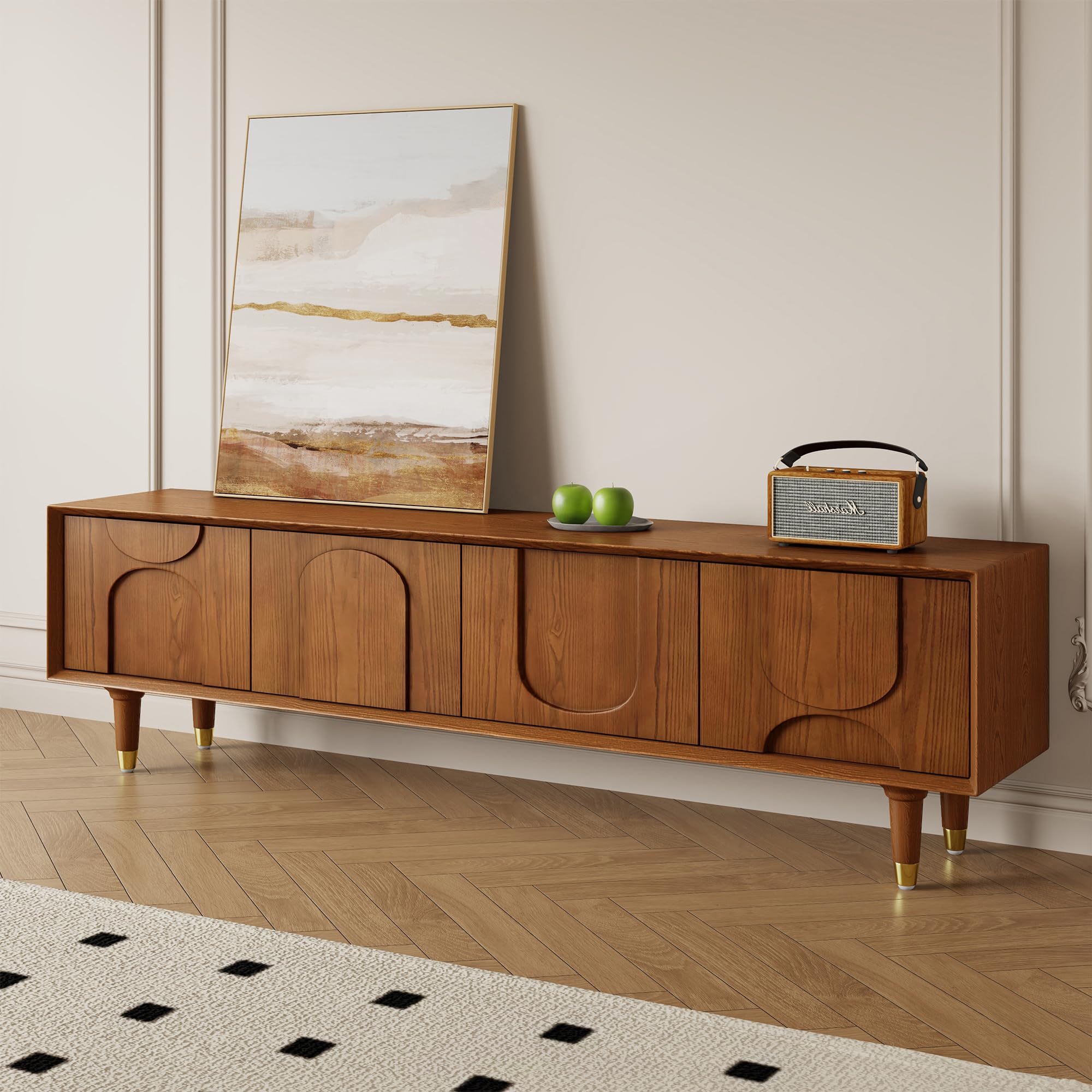 Mid-Century Modern 71'' Walnut TV Stand with Storage