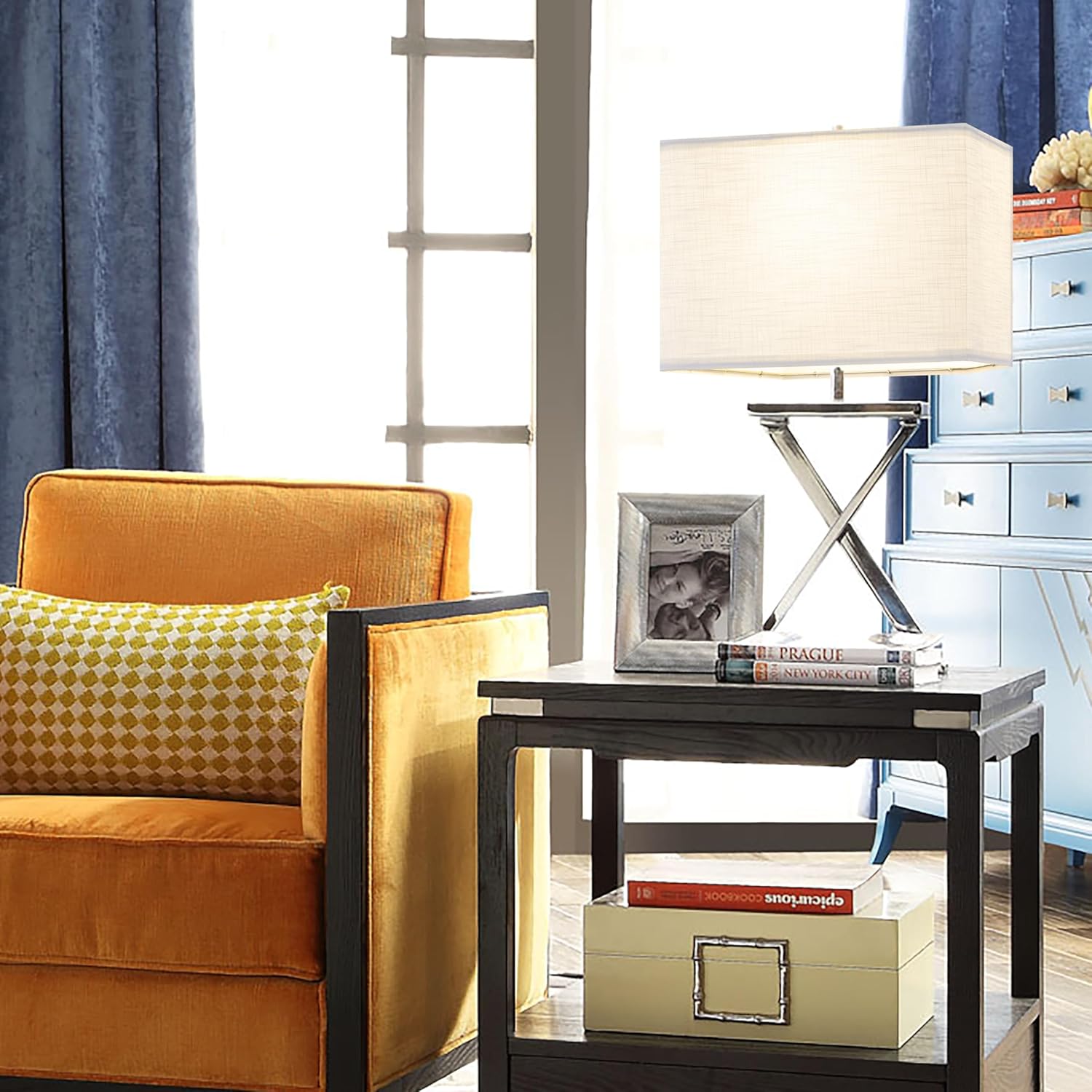 GO&SO Large White Rectangle Lamp Shades Set of 2, 8×16"×10 IN (Spider) Texture Linen Lamp Shade for Table Lamps and Floor Lamps Replac, Modern Rectangular Lampshades for Living Room, Assembly Required