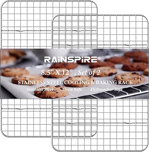 Miniatura 15 de Rainspire Rejilla de enfriamiento de acero inoxidable, estantes de enfriamiento resistentes para cocinar y hornear, estante de alambre apto